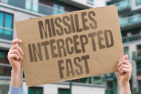 "Missiles Intercepted Fast" All incoming rockets were shot down successfully. DEFENSE. MISSILES. INTERCEPTED. SHIELD. PATRIOT.
