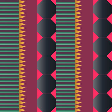 Seamless abstract pattern in magenta, black, maroon - bohemian gradient geometric background for wallpaper, textile and wrapping paper design