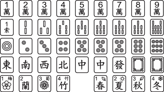 mahjong tiles set element royal