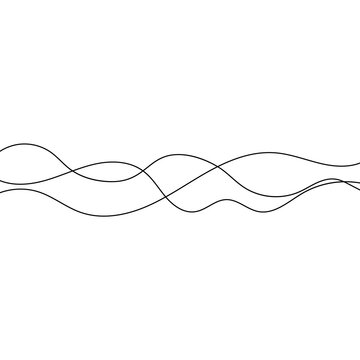 Abstract vector white background of thin black wavy lines. Seamless pattern of curved waves. Striped graphic template. Vector illustration.