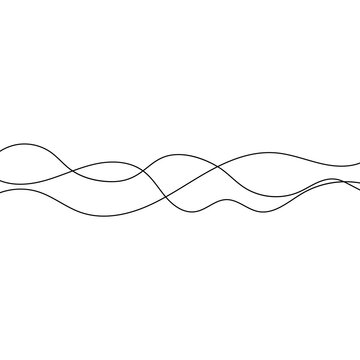 Abstract vector white background of thin black wavy lines. Seamless pattern of curved waves. Striped graphic template. Vector illustration.