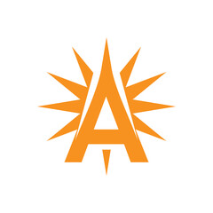 Fototapeta premium Letter A Sun Simple Logo Icon Vector