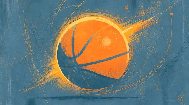 Abstract illustration of a basketball with dynamic motion lines. Perfect for sports concept or competitive graphic.