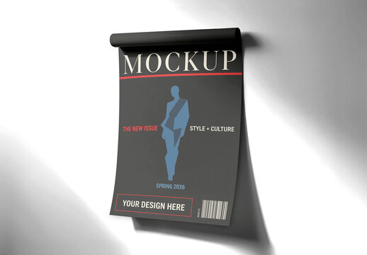 Vertical Rolled Paper Sheet Mockup