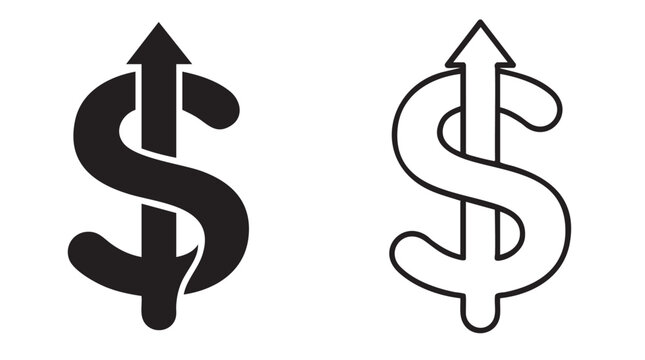 black silhouette dollar sign outline art vector icon black silhouette and outline art black silhouette and outline art vector icon