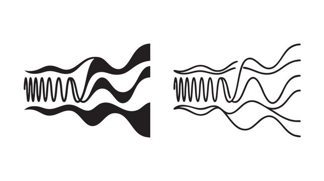black silhouette electromagnetic spectrum outline art vector icon black silhouette black silhouette and outline art vector icon