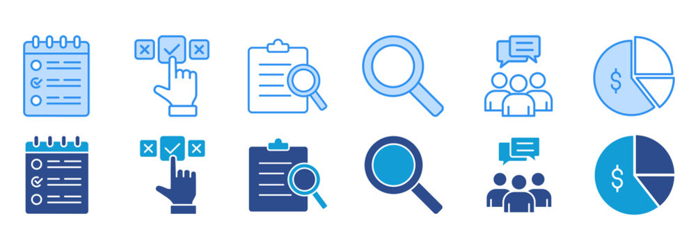 Srm ocess, system icon pack dual tone collection set. Product and delivery Vector Illustration