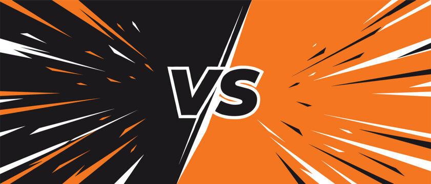 Orange and black comic style versus vs battle background perfect for action game competition match and sport fighting concept
