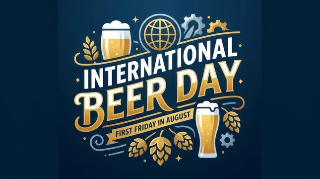 International Beer Day celebration vector illustration