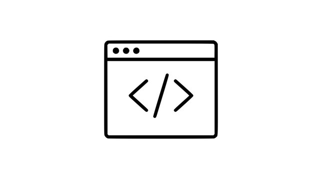Web Development Icon: Browser Window with Code Symbols