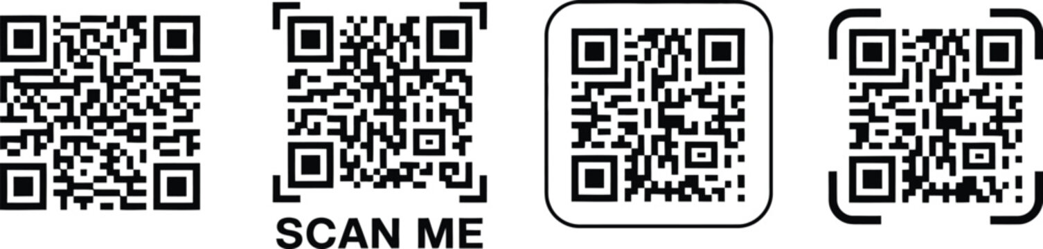 Scan Me QR code illustration with digital scanning icon, mobile payment template, fake QR symbol, contactless technology interface, and smart application design, vector, designs