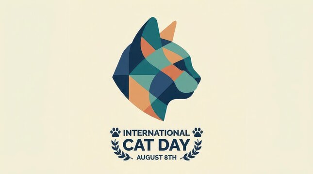 Geometric cat head celebrating International Cat Day