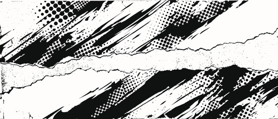 Obraz premium Black and white torn paper grunge texture perfect for dark urban graphic background rough edge pattern and minimal artistic layout concept