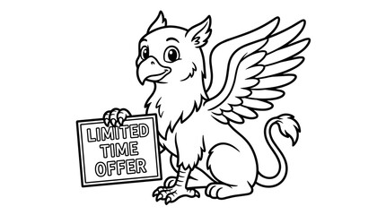 Fototapeta premium Friendly Griffin Character Holding a 
