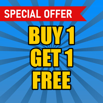 Buy 1 Get 1 Free Special Offer Poster Stock Vector
