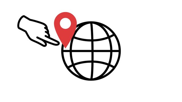 Animation of globe with hand and location pin