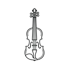 Fototapeta premium Detailed violin line drawing on white background.