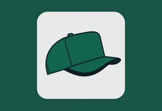 Simple green baseball cap icon illustration on white background