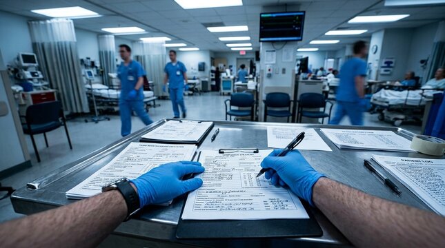 Triage compliance check reviewing registration documentation standards in healthcare setting