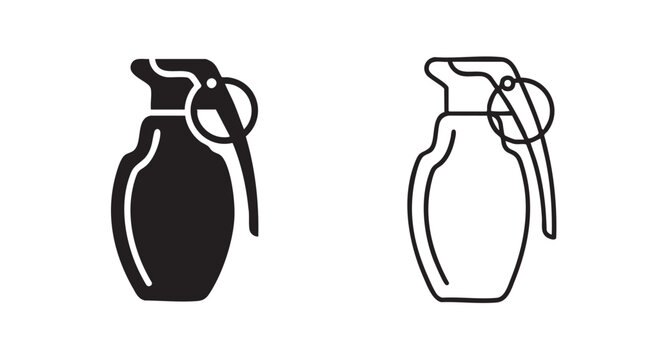 black silhouette hand grenade outline art vector icon black silhouette and outline art black silhouette and outline art vector icon