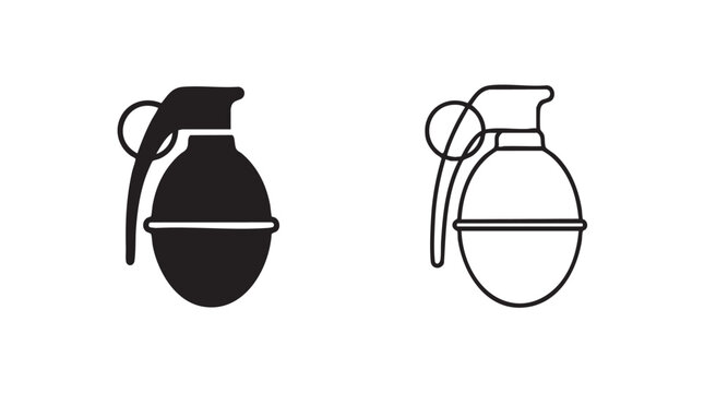 black silhouette grenade with outline art vector icon black silhouette and outline art black silhouette and outline art vector icon