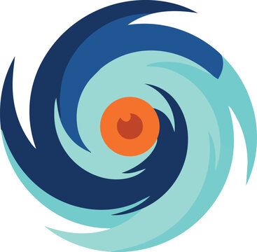 Hurricane swirl flat vector illustration for tropical storm and cyclone concept