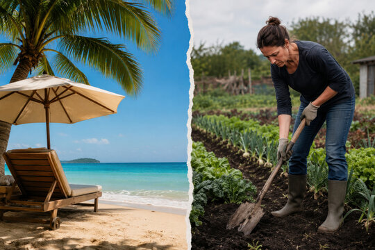 Beach vacation dream replaced by gardening during financial crisis
