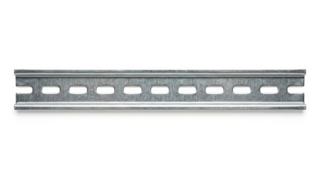 Perforated metal din rail for industrial electrical component mounting with perforated, industrial