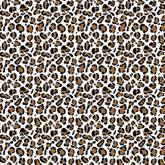Wild leopard animal print square pattern on white background. Classic cheetah spot skin texture for trendy fashion fabric and exotic safari packaging paper. © MDC