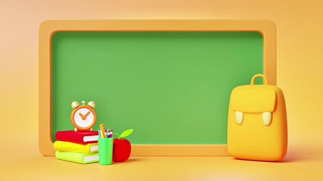 Welcome back to school classroom concept 3D animation