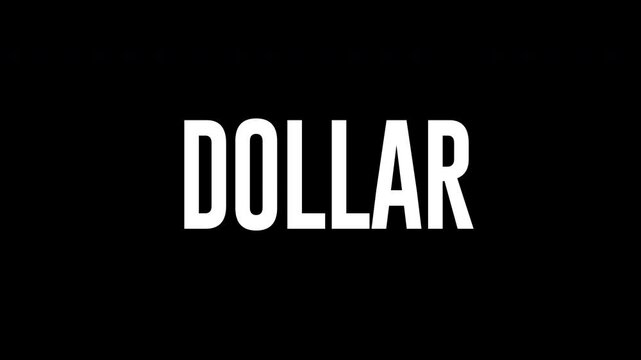 Dollar text animation featuring a smooth backward dolly movement combined with a bright neon outline effect on a dark background clip