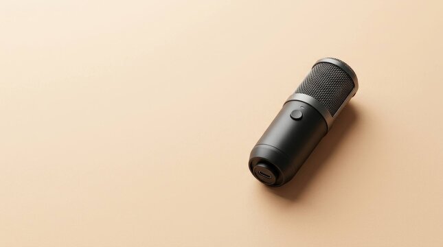 Professional Studio Microphone Isolated on a Minimalist Beige Background