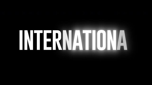 Creative international title animation loop pack with 3 variant versions showing glowing neon lines tracing bold condensed text characters onto a black background vfx