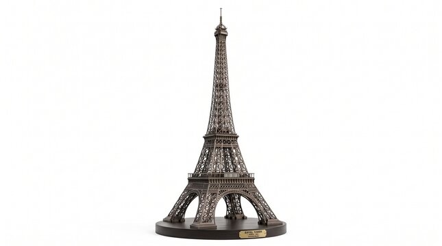 Detailed miniature replica of a famous parisian landmark tower structure with displays small scale model famous iron tower white background architecture