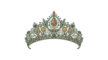 Ornate jeweled royal tiara crown illustration. © deni