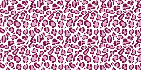Vibrant magenta pink leopard spot print pattern banner. Cute glamorous animal skin fur texture for Valentine party paper, girl fashion packaging layout. © MDC