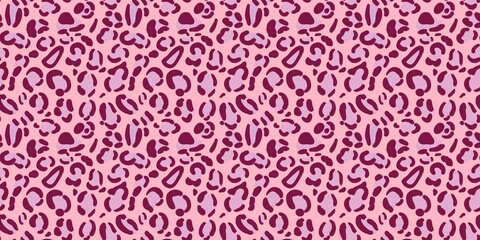 Soft blush pink leopard spot animal print banner layout. Sweet pastel feline skin fur texture for baby girl nursery decor, a cute wrap paper print. © MDC