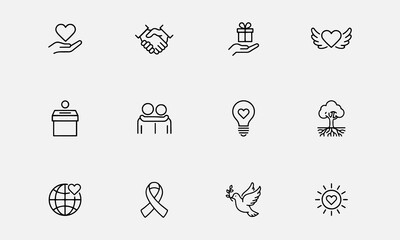 Fototapeta premium Altruism line editable icon set.