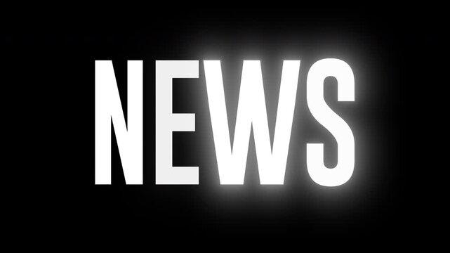 News typography text animation pack with 3 distinct variants featuring a vibrant neon glowing outline effect over a solid dark black background video clip