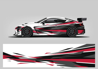 Dynamic automotive car wrap design vector template with sharp racing tribal graphics in magenta and pink © Lancar