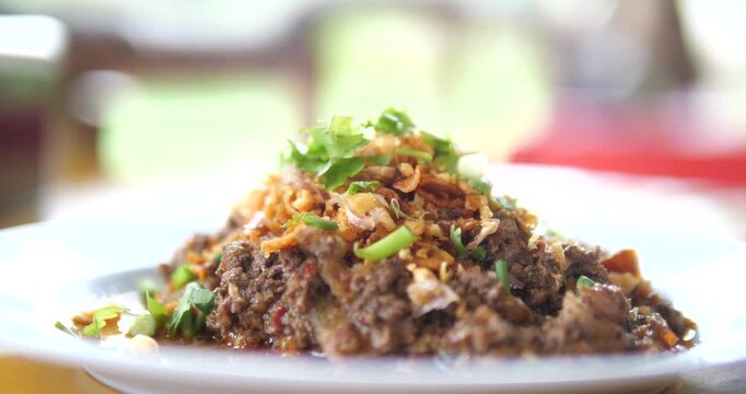 Northern Thai Style Fried Larb Pork - Larb Moo Kua