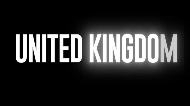 High-quality United Kingdom text animation package showcasing a collection of 3 variants incorporating a bright neon glow outline reveal effect for presentation templates