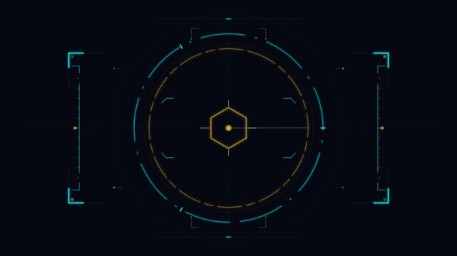 Futuristic hud interface with rotating scanning circular elements