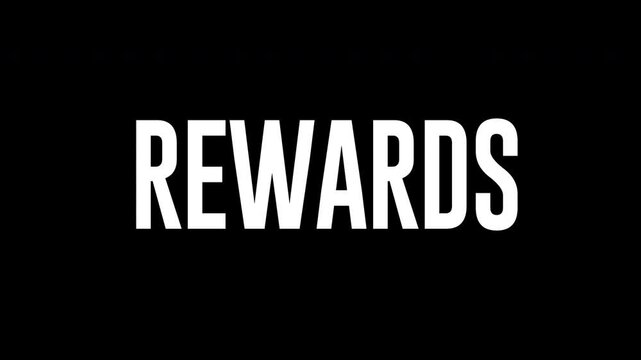 Creative rewards title animation loop video showing glowing neon lines tracing bold text characters with a smooth dolly out transition on a black background
