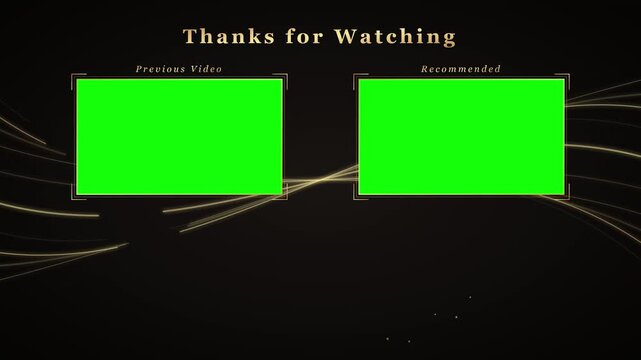 Elegant Gold Luxury YouTube End Screen Outro Template Animation Green Screen Chroma Key Golden Particles Subscribe Like Share