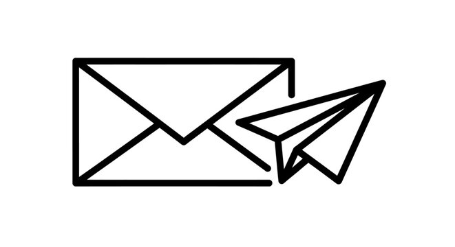 Minimalist envelope and paper airplane icon symbolizing mail, communication, and messaging concept.