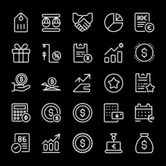 Fototapeta premium Price cost finance and commercial valuation line vector icons. 