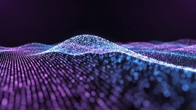Abstract Blue Wave Background with Colorful Light Patterns and Flowing Water Inspired DNA Design Elements