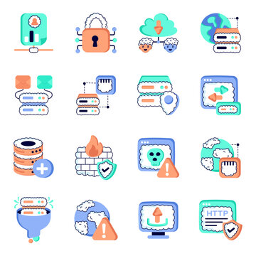 Set of Big Data Flat Icons
