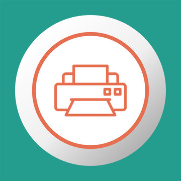 Office printer icon inside a 3D circular vector button